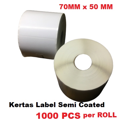 KERTAS LABEL SEMICOATED THERMAL BARCODE Ukuran  70 X 50 mm Jumlah 1000 pcs/ ROLL