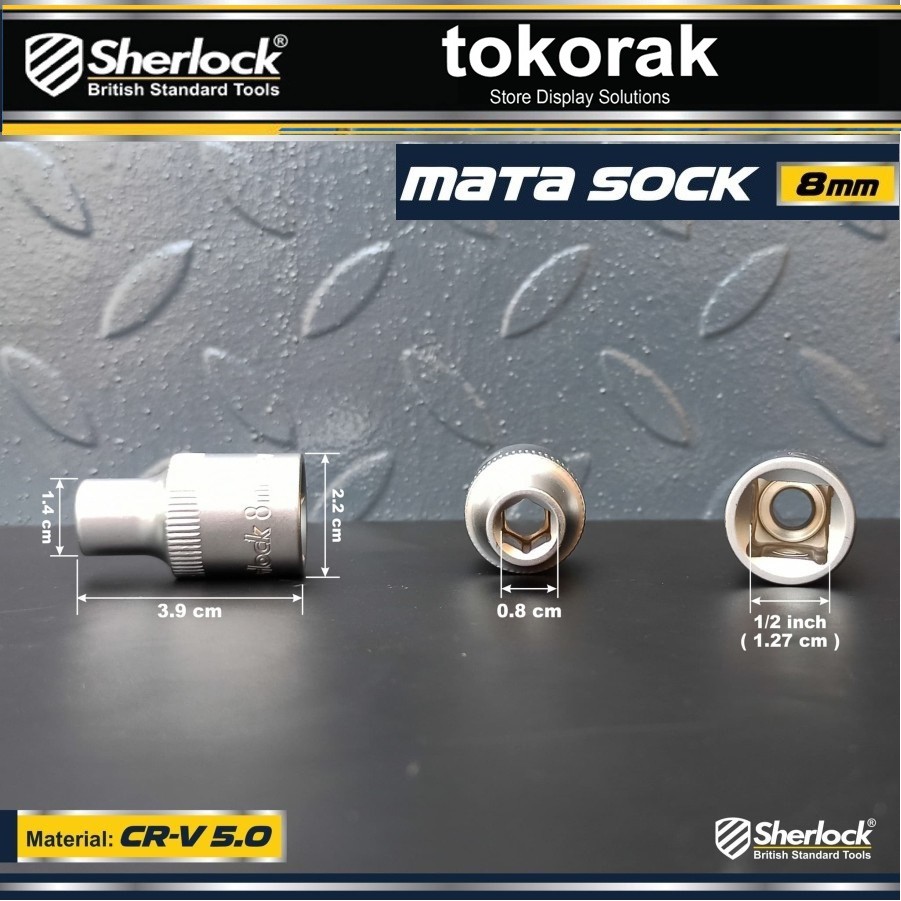 MATA KUNCI SOK 8 MM 1/2 INCH 6 PT SHERLOCK - MATA SHOCK