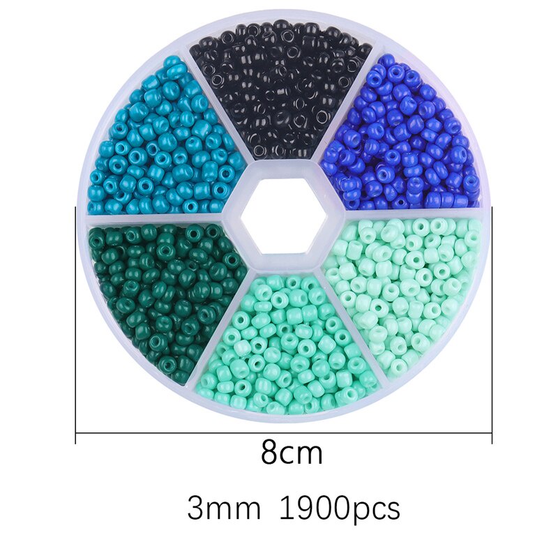 1900pcs / Kotak Manik-Manik Kaca Kristal Czech Warna-Warni Ukuran 3mm Untuk Membuat Perhiasan Gelang