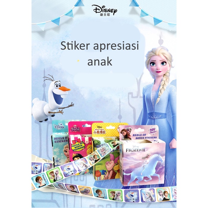 Stiker penilaian penghargaan ke anak, Stiker frozen, Frozen II, mickey princess
