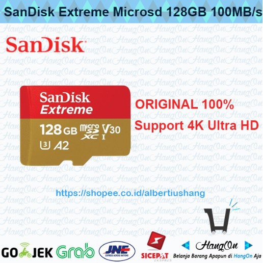 SanDisk Extreme Microsd 128GB 100MB/s UHS-1 Support 4K UHD