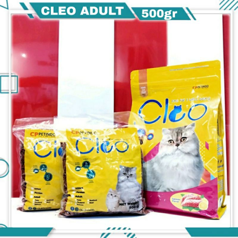 cleo adult salmon repack 500gr cat food/makanan kucing cleo