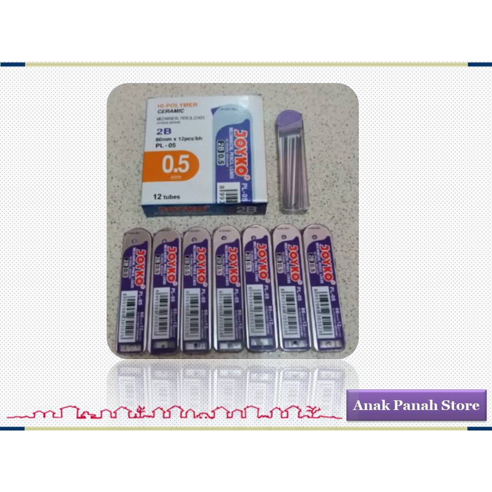 

Isi pensil Mekanik 2B Merk Joyko ukuran 0.5 mm (Isi 12 Tube)