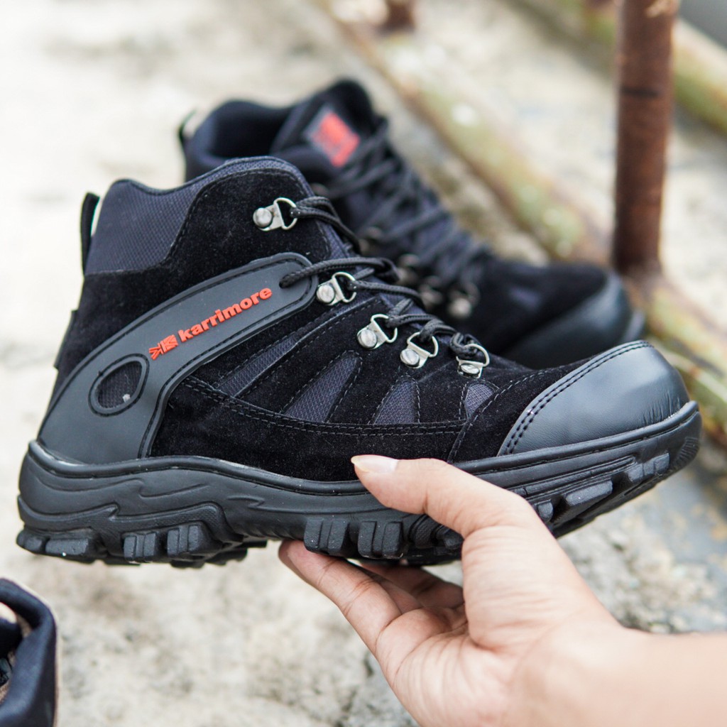 SSR- Sepatu Gunung Hiking Pria Karrimor Hitam Boots Safety Bots Outdoor Tracking Kerja Pendaki Murah