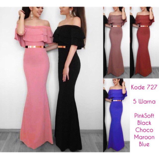 BK READY #727L long dress pesta mewah scuba duyung