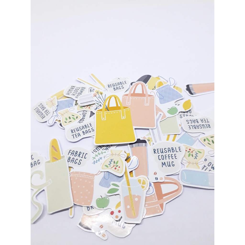 

Stiker Planner Scrapbook Reusable stuff bag tea straw 33 stiker campur ukuran
