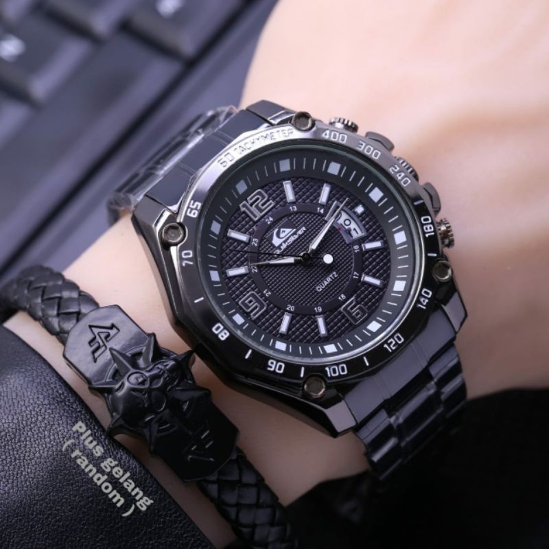 [COD] JAM TANGAN PRIA QUIKSILVER RANTAI TANGGAL AKTIF FREE GELANG