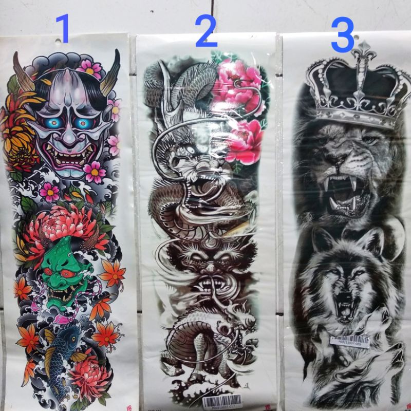 tato temporer tattoo temporary full lengan 47x20cm