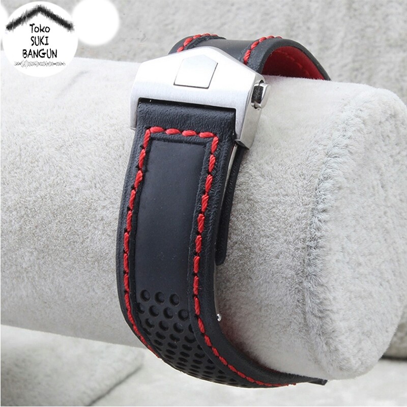 TALI JAM TAG TPU Leather Kulit Sintetis Hole Pattern Watch Band Strap