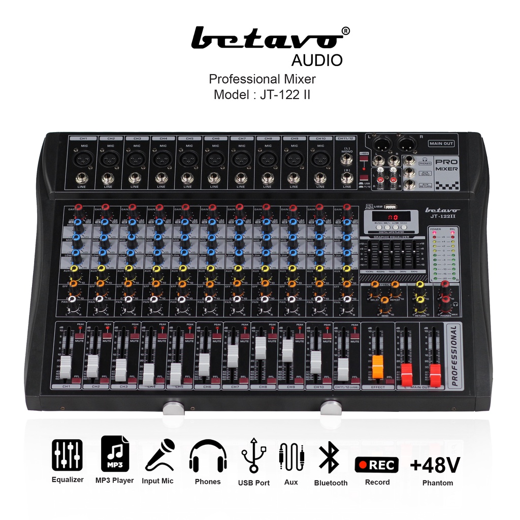 Betavo Audio Professional Mixer JT 122 II Bluetooth