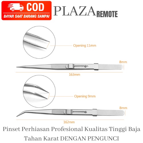 PINSET PENJEPIT Perhiasan / KOMPONEN ELEKTRONIK  Tahan Karat SLIDE LOCK CURVED BENGKOK