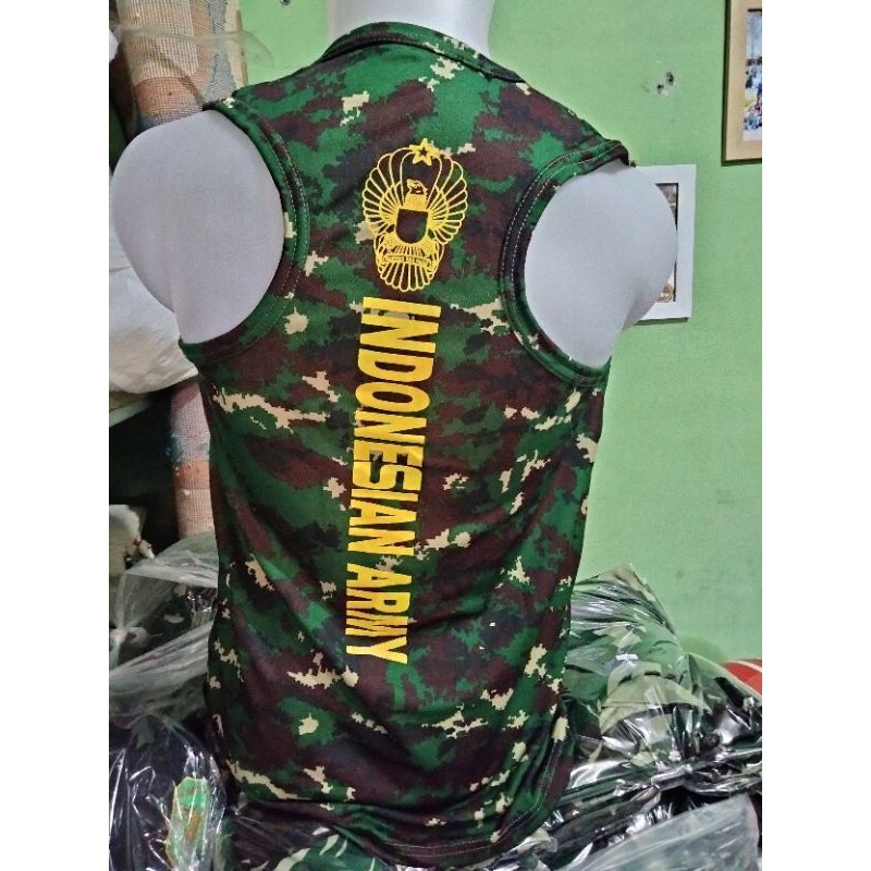 Kaos Singlet Loreng bahan dryfit/kaos santai/kaos TNI