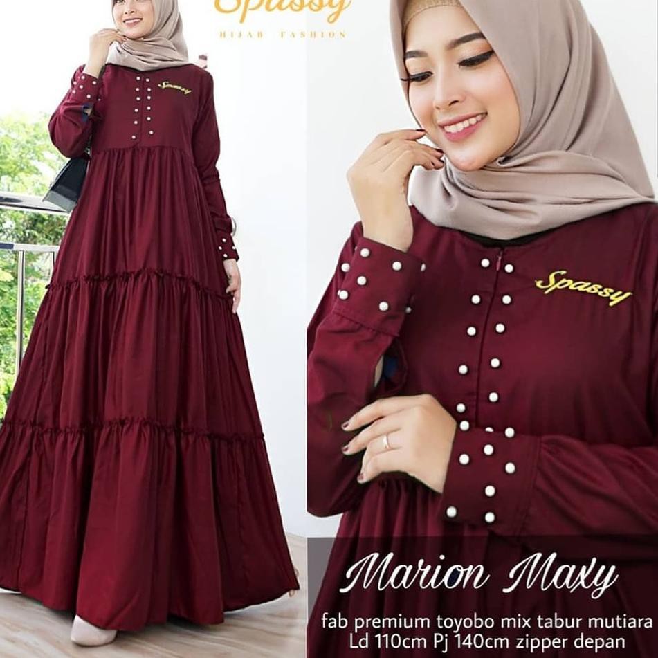♧ [ ] Marion Maxy | Gamis Remaja Muslim Wanita | Gaun Pesta Mutiara ➷
