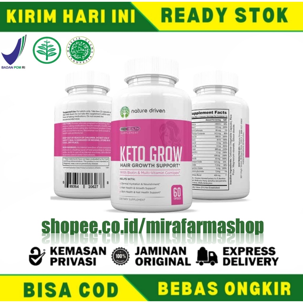 BAYAR DI TEMPAT (COD) KETO GROW Original Vitamin Rambut Kuku Hair Growth 60 Capsule - Havita - Hairg
