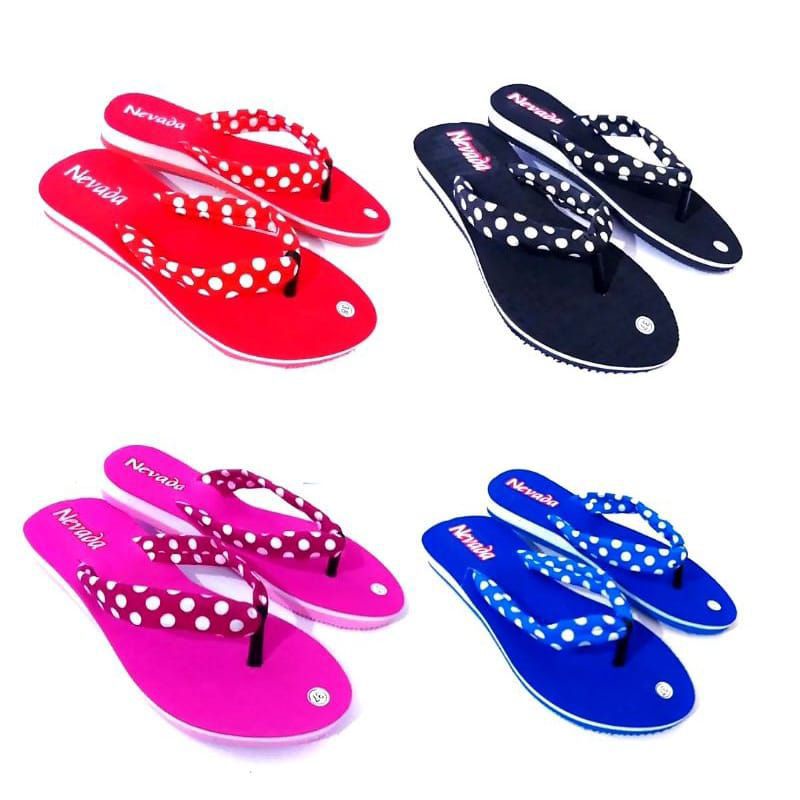 sandal wanita jepit polkadot nevada