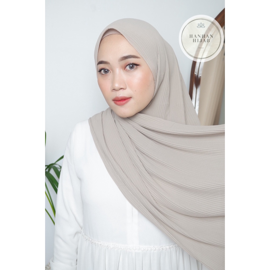 PLEATED SHAWL / PASHMINA FULL PLISKET-Khaki