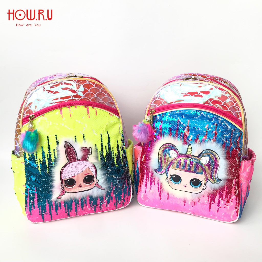 HOW.R.U | Tas Backpack LOL / Tas Sekolah Anak Sequin Premium 9886