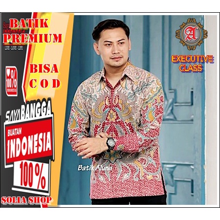 W073 Baju Batik Pria  Kemeja Undangan Pesta Kerja  Lengan Panjang  Premium Original
