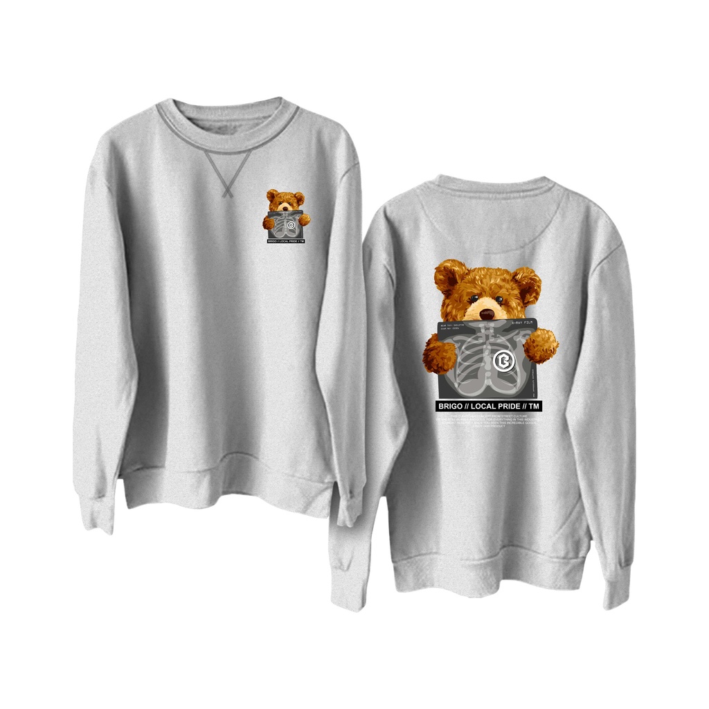 Sweater Crewneck BRIGO Bear sick Sablon DTF Fleece Cotton II BRIGO Basic Sweatshirt  Bear sick II M-XXL (Pria &amp; Wanita) Free stiker&amp;Gantungan Kunci