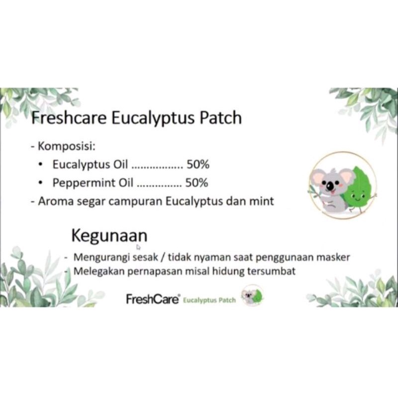 STICKER MASKER FRESH CARE EUCALYPTUS PATCH/STIKER MELEGAHKAN PERNAPASAN