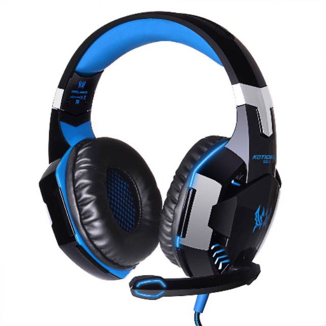 Headset Gaming Kotion Each G2000 G9000 Gaming Headset Super Bass with LED Light - Black/Blue