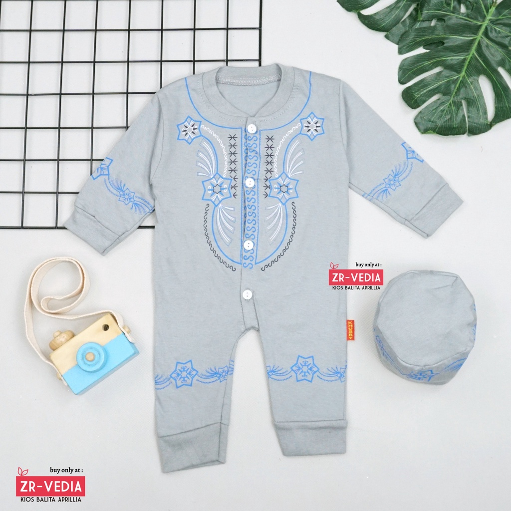 (0-12 Bulan) Koko Jumper Naufal / Baju Muslim Baby Anak Laki All Size Katun Romper Bayi Newborn