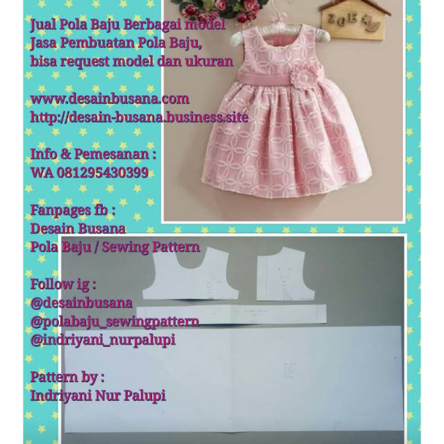 Pola Produksi Dress Anak 020 Pola Baju Sewing Pattern Model Baby Doll Shopee Indonesia