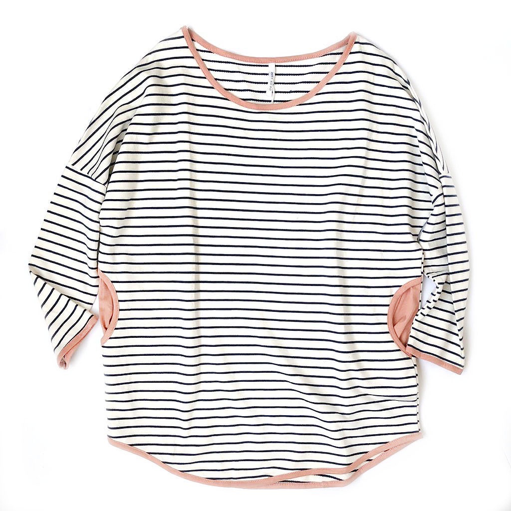 BLUS KAOS GARIS SALUR STRIPES HITAM PUTIH LENGAN PANJANG KOREA IMPORT