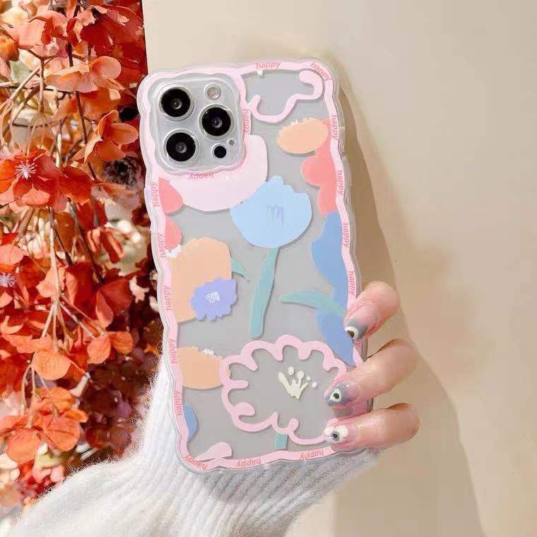 Soft Case Silikon TPU Motif Bunga Untuk iPhone 12 13 SE 6 6S 7 8 Plus X XS XR 11 Pro Max