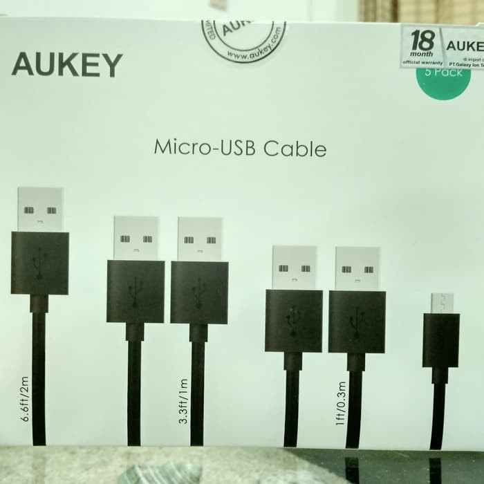 Micro USB Cable Charge / Sync Aukey CB-D5 (Paket 5 set USB Cable) Original Aukey