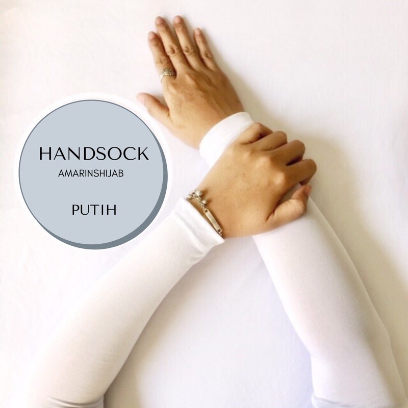 Manset tangan spandek Ballon / Handsock polos lengan panjang / Manset tangan wanita dan pria-Putih