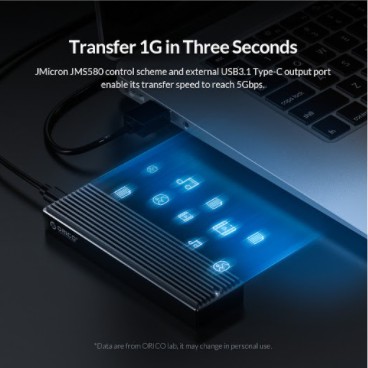 Case Ssd m.2 enclosure orico sata ngff usb3.1 type-c 5gbps 2TB aluminum m2pf-c3 - Casing m2 b-key external usb-c m2pfc3