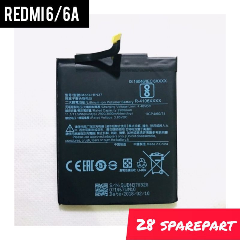 BATERAI/BATRE BN37 XIAOMI REDMI 6/6A ORIGINAL