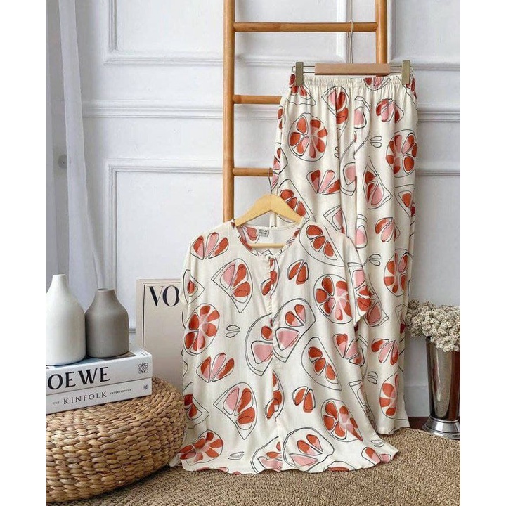 ONE SET RAYON WANITA PREMIUM SANTUNG SUPER WARNA GELAP MOTIF RANDOM