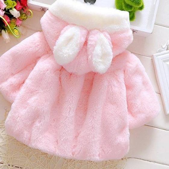 READY Indonesia JAKET BAYI ANAK PEREMPUAN BULU TEBAL MANTEL HOODIE / BABY GIRL FUR COAT IMPORT ☼ Ter