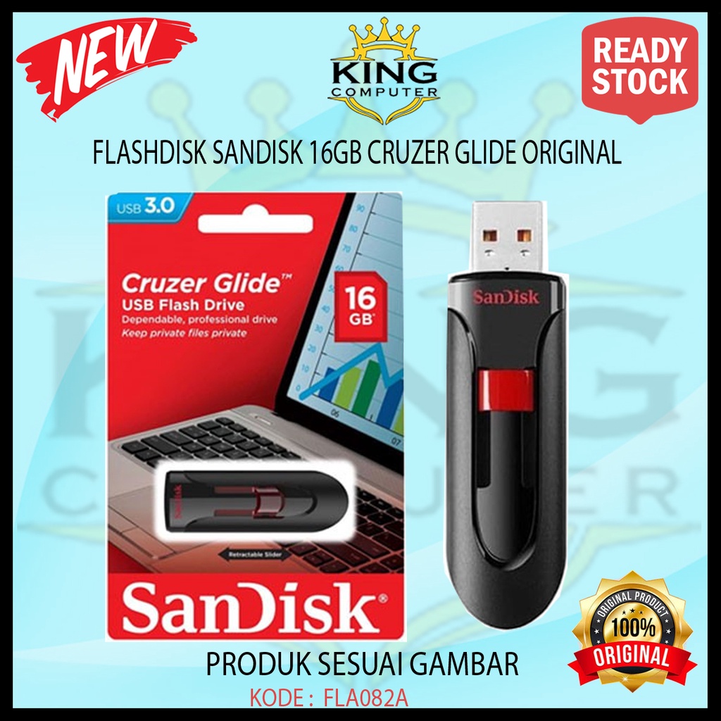 Flashdisk Sandisk Cruzer Glide USB 3.0 Flash Drive SDCZ600 16GB RESMI