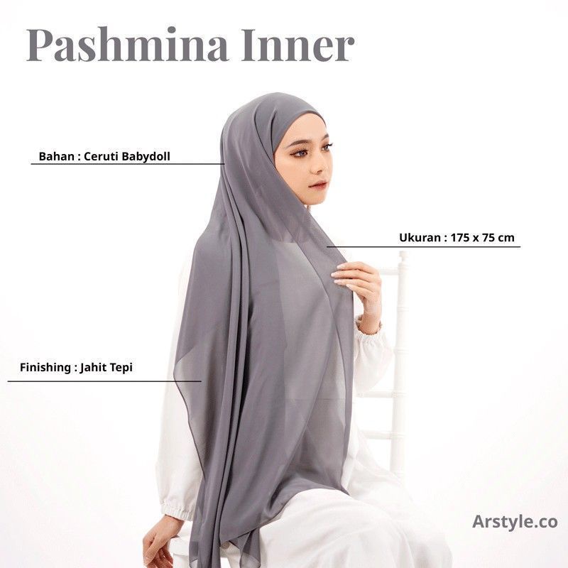 pasmina inner dalaman ceruty babydoll/pasmina 2in1 inner ceruty/pasmina instans