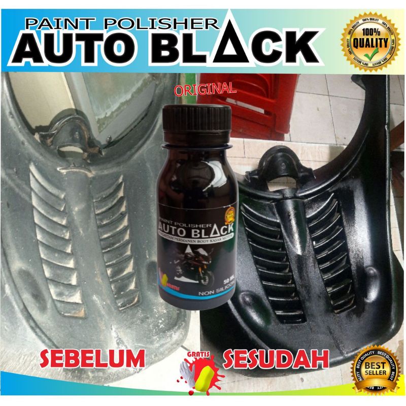 PAKET DOUBLE PENGKILAP DAN PENGHITAM PERMANEN BODY KASAR MOTOR AUTO BLACK