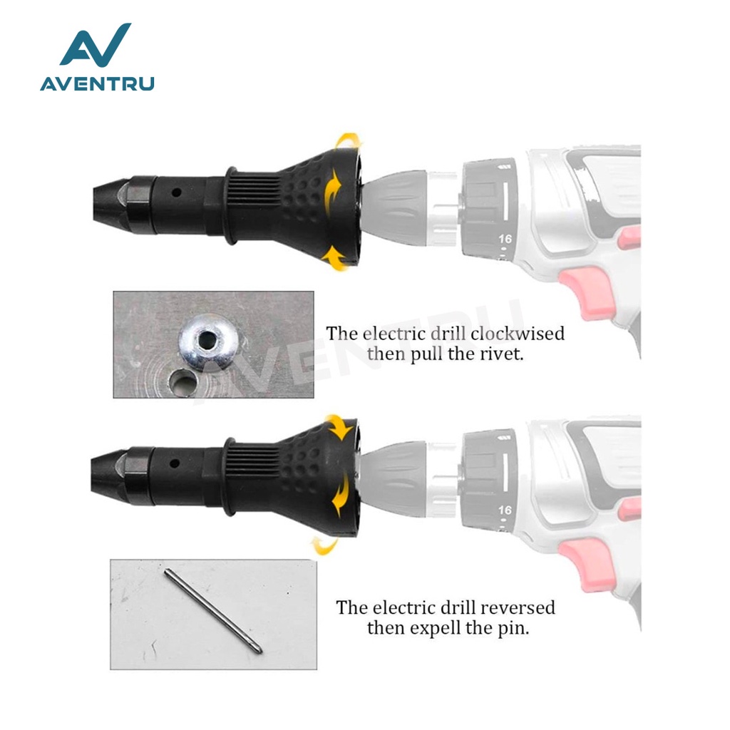 Rivet Gun Adaptor for Cordless Drill Konverter Tang Rivet Adapter Bor