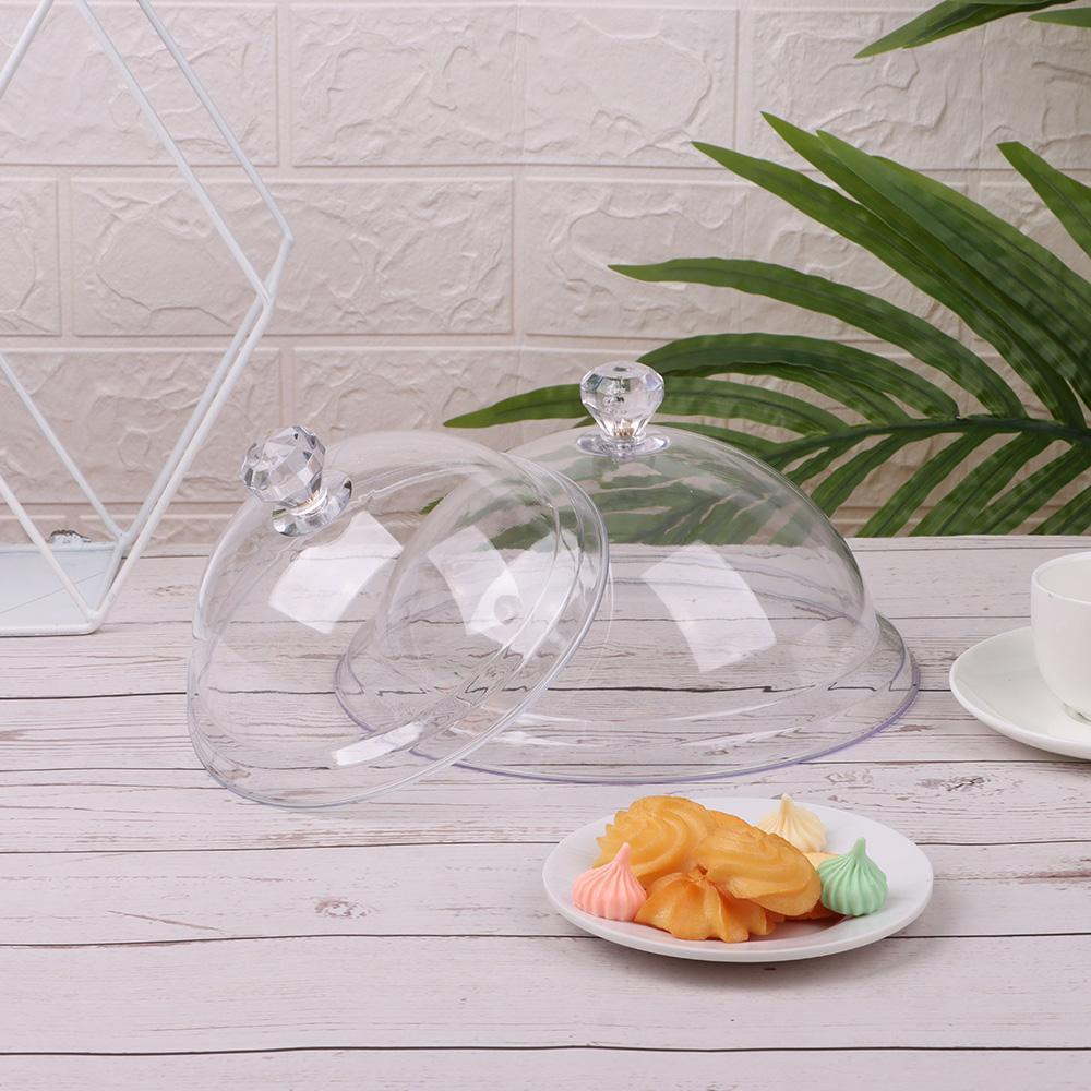 Top Penutup Makanan Transparan Tahan Debu Dekorasi Pesta Dessert Storage Tray Round Dish Kue Roti Piring