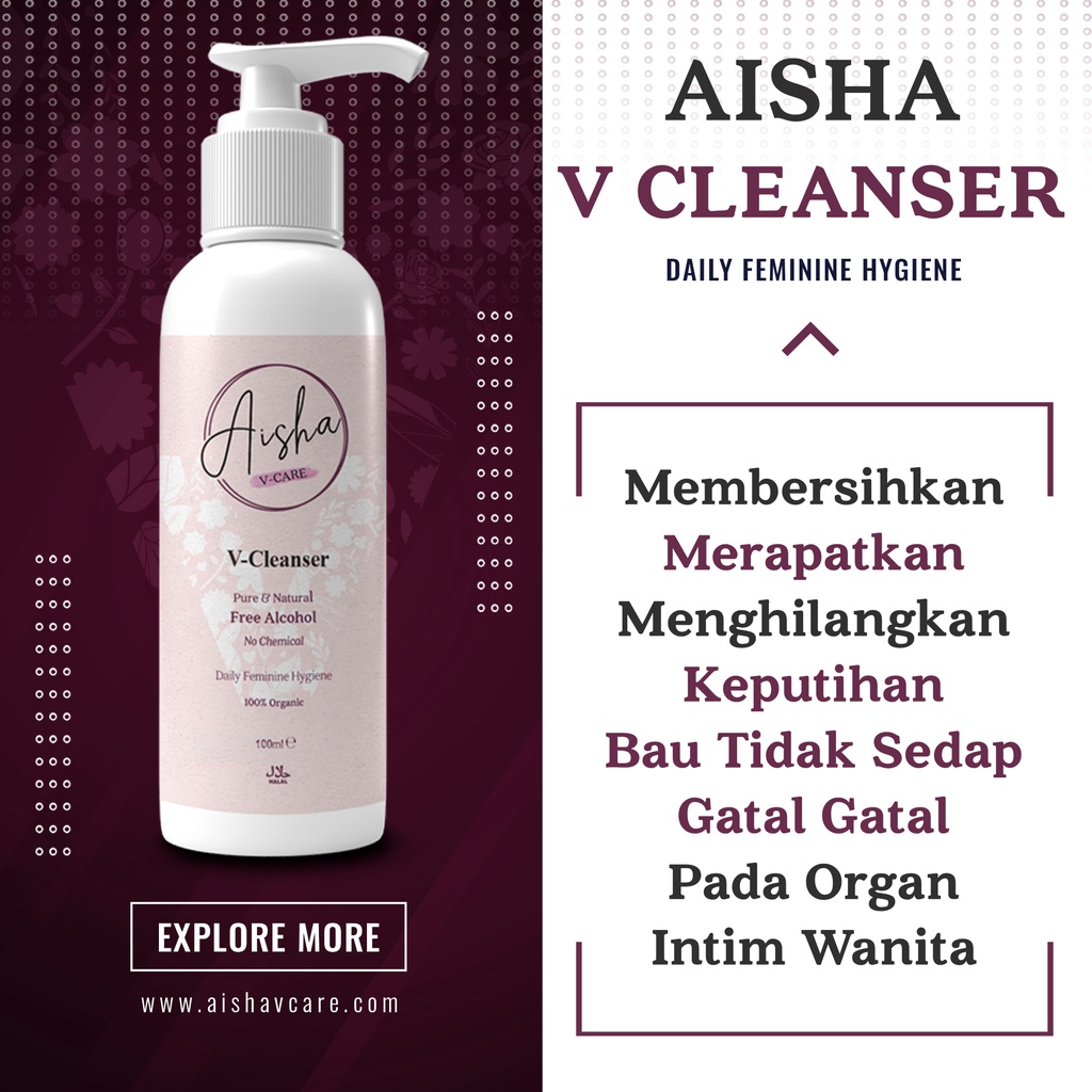 (PAKET SPESIAL AWAL TAHUN) PAKET COMBO V-CUP PLUS CLEANSER | AISHA V CARE | PERAWATAN KEWANITAAN TERINSPIRASI SUNNAH