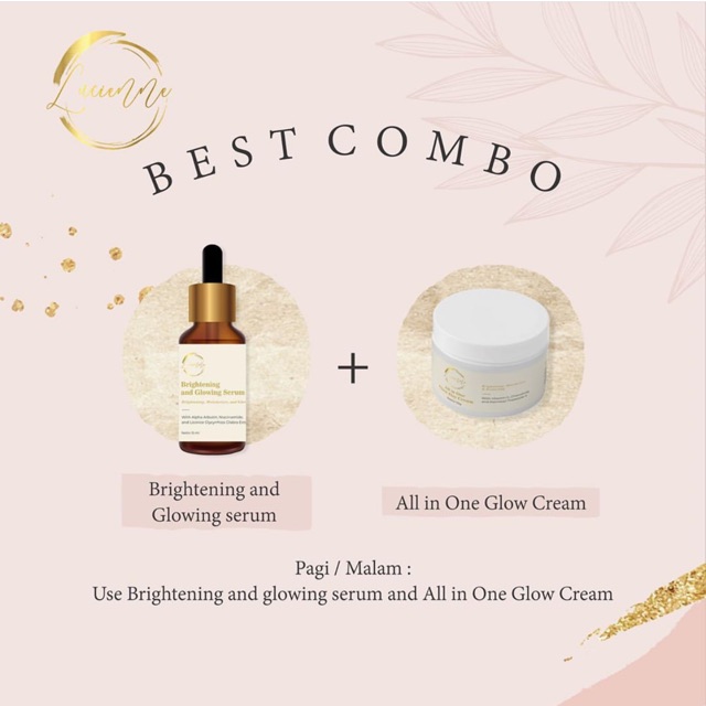 Paket combo serum new brithening & glowing lucienne + Cream all in one ( FREE SABUN GLUTA)