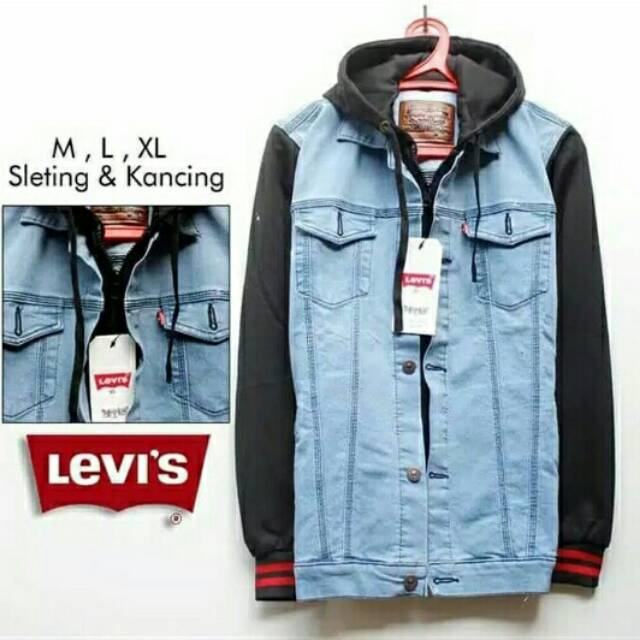 Jaket Jeans Hoodie Kombinasi