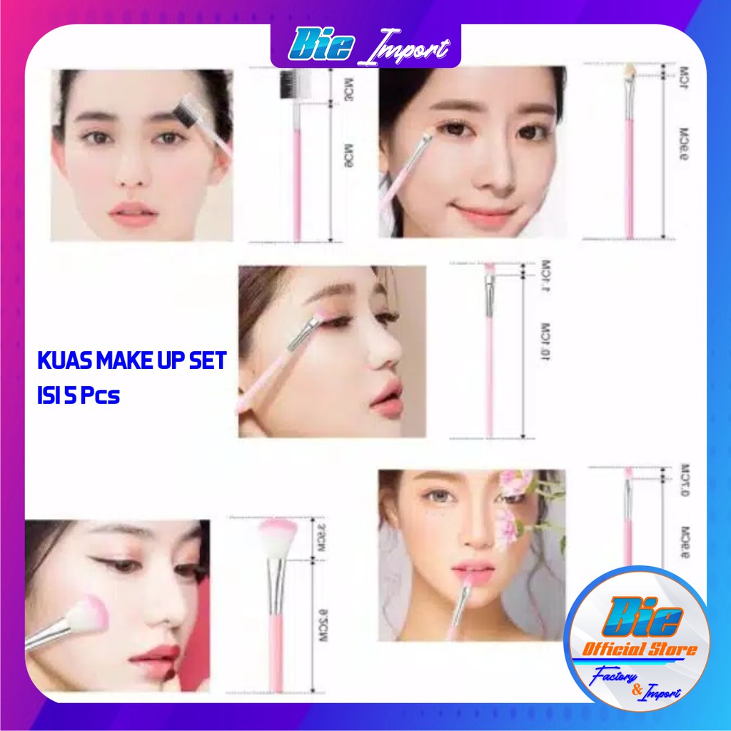 Make Up Brush set isi 5 Pcs Premium Korean Style Import / Kuas Make Up Premium