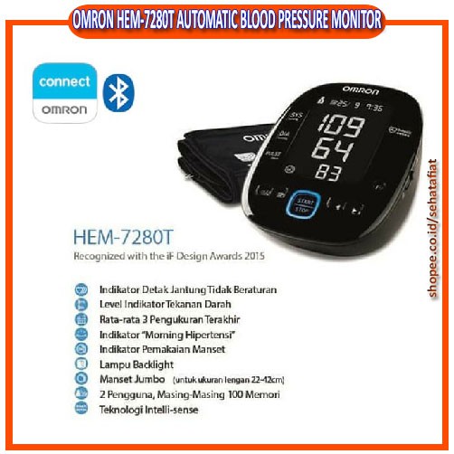 OMRON HEM-7280T AUTOMATIC TENSIMETER WITH BLUETOOTH - Tensimeter Bagus Handal Akurat