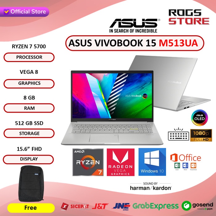 {MahesStore} ASUS VIVOBOOK 15 M513UA - RYZEN 7-5700U 8GB 512GB 15.6 FHD OLED OHS - Laptop Ryzen 5 55