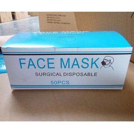 masker 3 ply disposable (50pcs) | MASKER 3 PLAY EARLOP IJIN BNPB