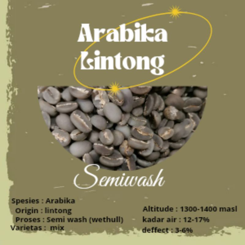 

green Bean / biji kopi Arabika Lintong - semi wash 1kg