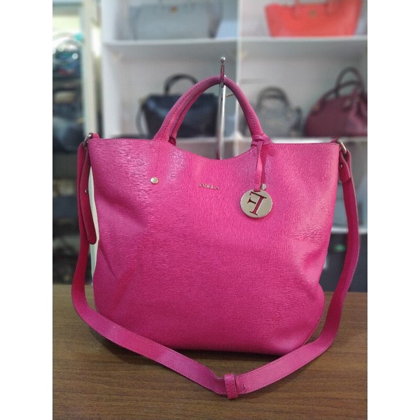 tas tote bag furla pink second brand