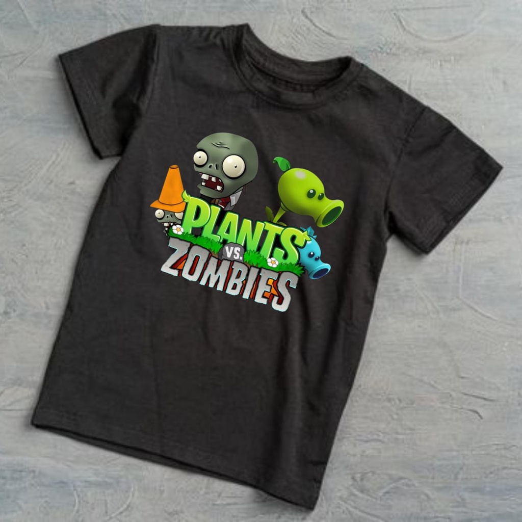 Clothing May - Kaos Plants Zombies Karakter Kaos Anak Koas Anak Karater Distro Kekinin T Shirt Tshirt T-Shirt Premium Murah